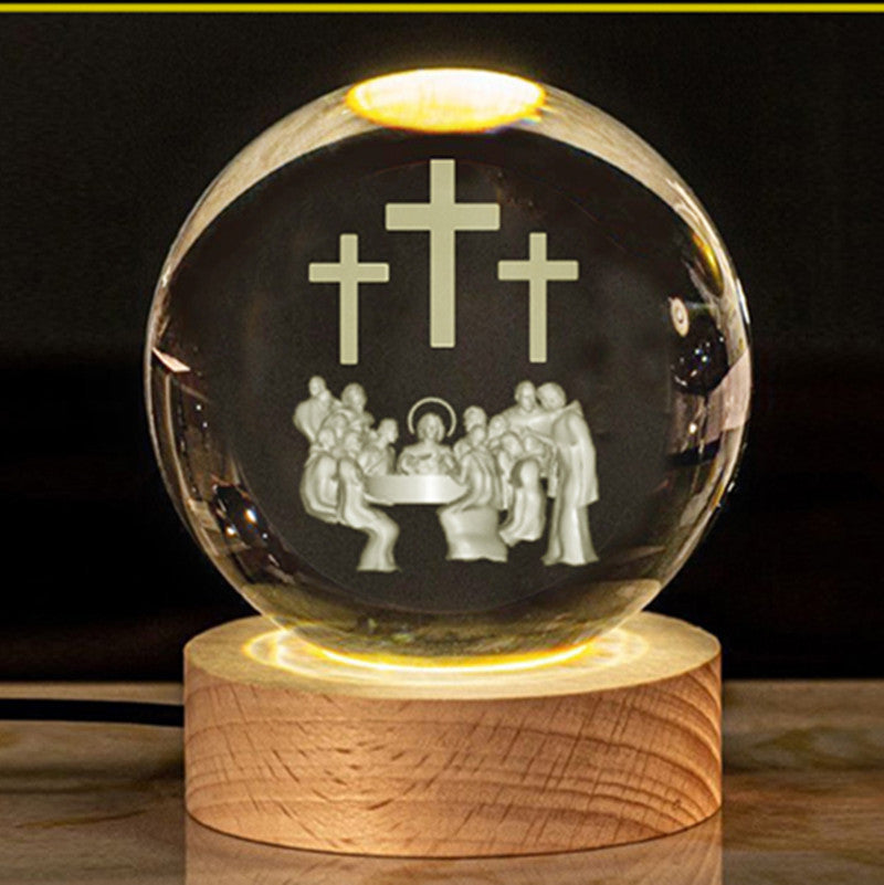 Creative Glow Crystal Cross Church Office Desk Surface Panel Ornaments