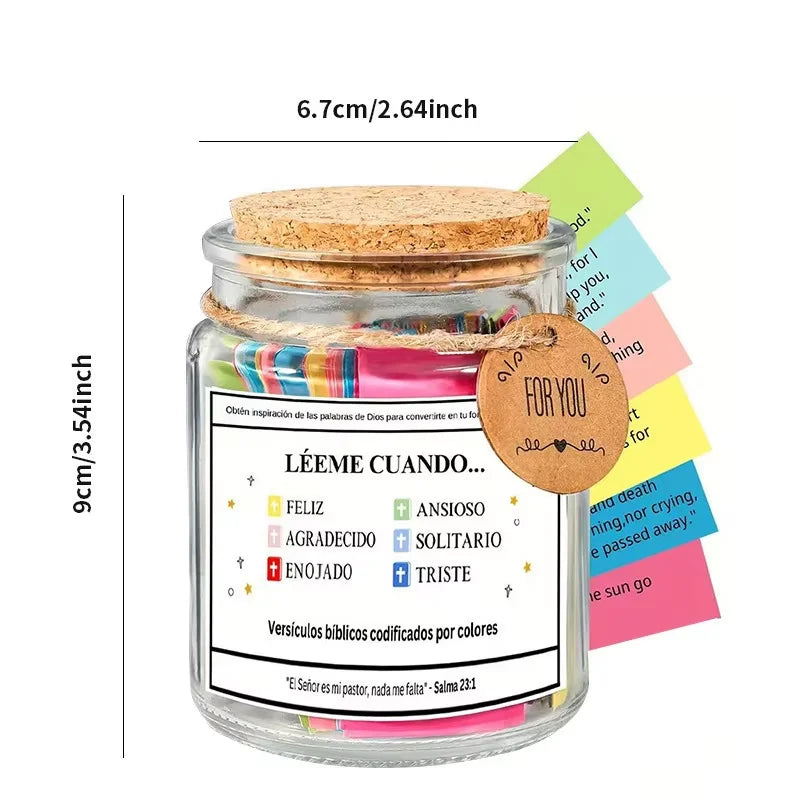 Bible Verses  in Glass Jar Bible Verse Jar Spanish English Christian Scripture Prayer Hope Jar For Spiritual Growth Pious Prayer