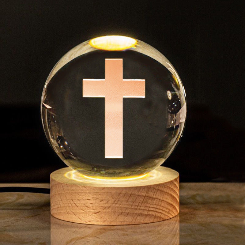 Creative Glow Crystal Cross Church Office Desk Surface Panel Ornaments